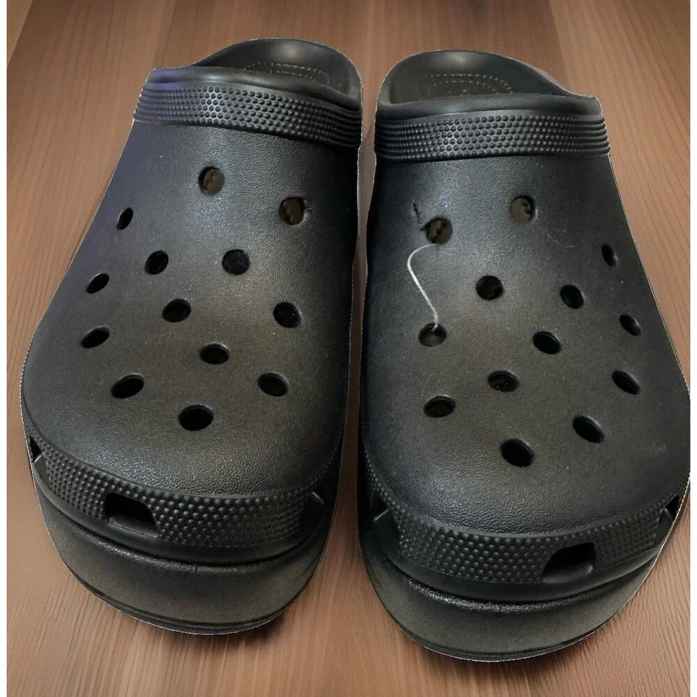 Crocs Siren Clog Men 10 Women 12 Black Platform Heeled Mule 208547-001 Shoe **